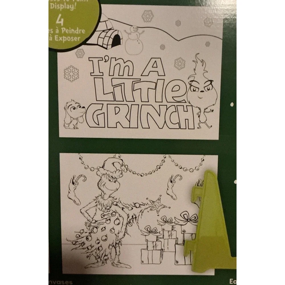 Dr. Suess The Grinch Amazing Art Set, 4 Canvases‎ To Paint, New In Sealed Box